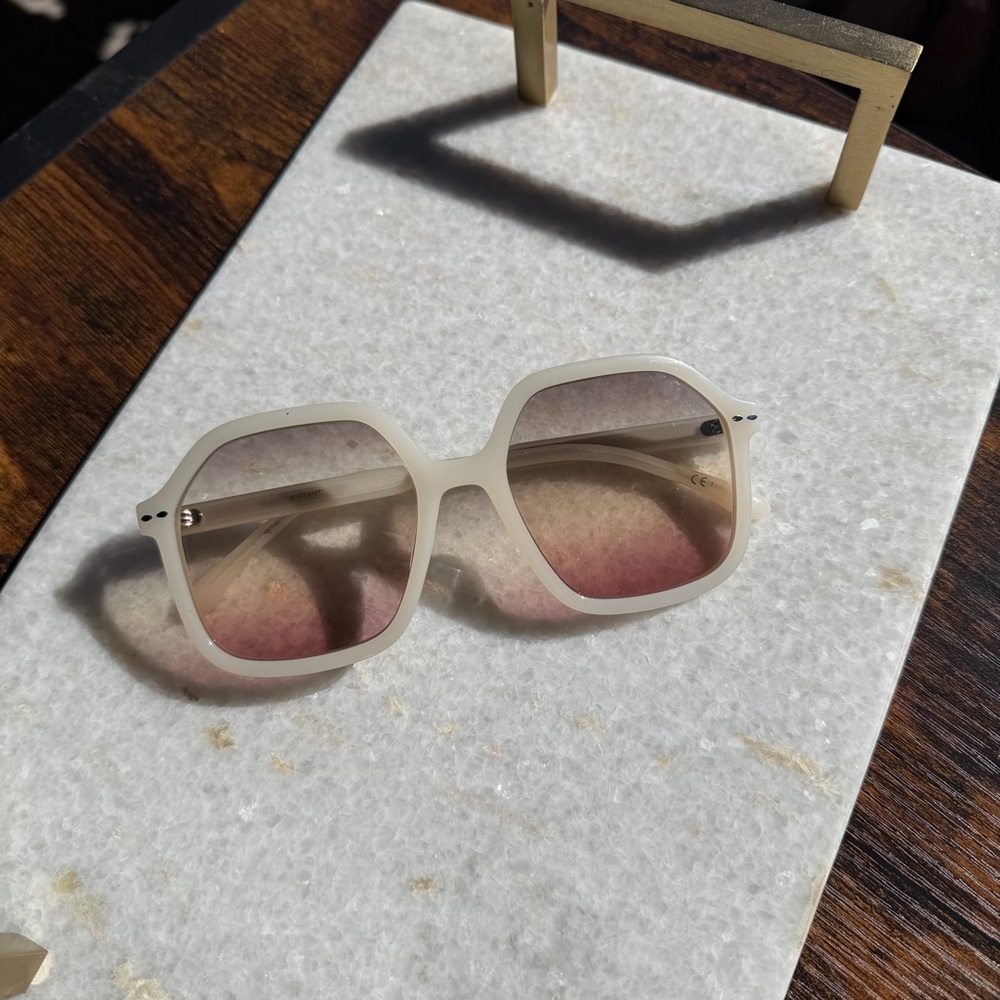 Isabel Marant Oversized White Frame Sunglasses with Pink Gradient Lenses